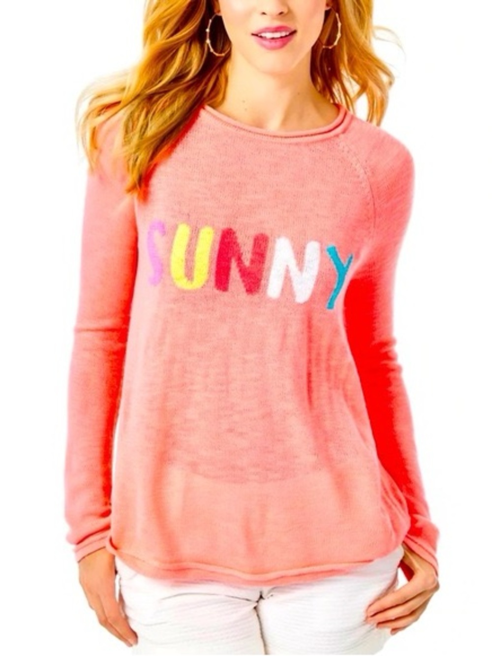 Lilly Pulitzer Danette Sweater “Sunny” Papaya Punch Sweater - Coral Pink